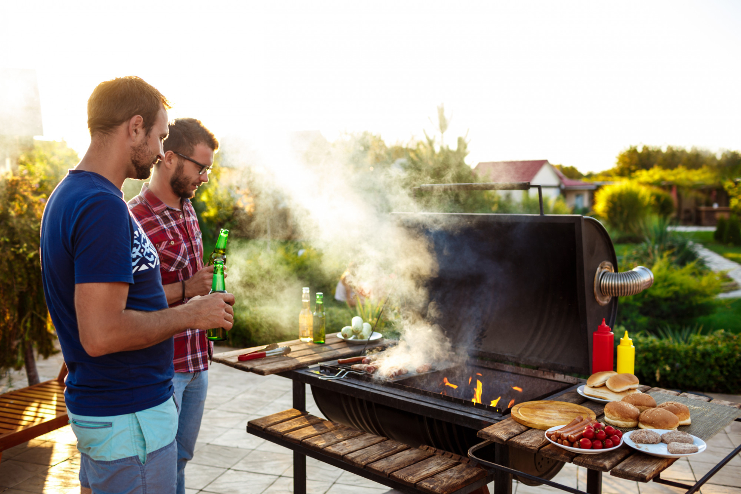 Man at a community BBQ