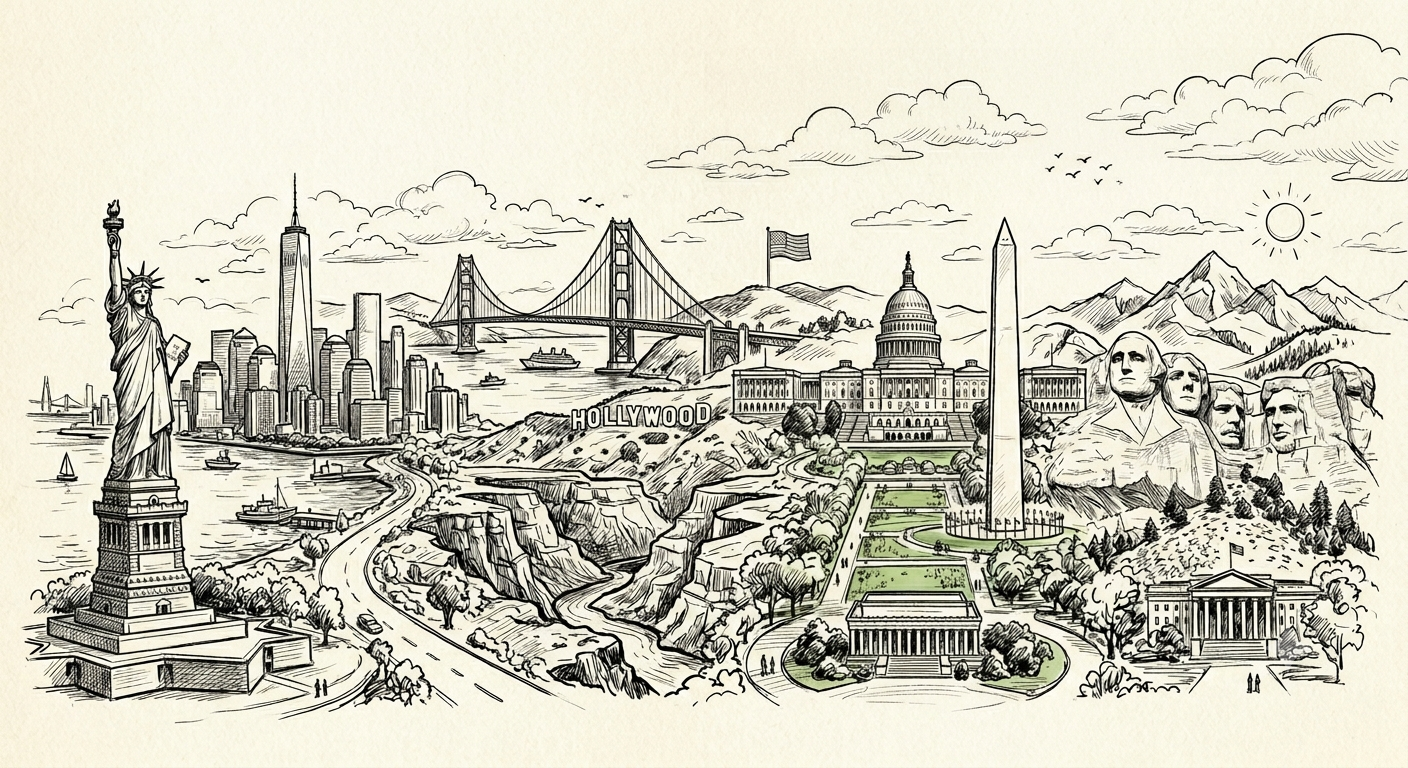 Illustration of communities across America gathering